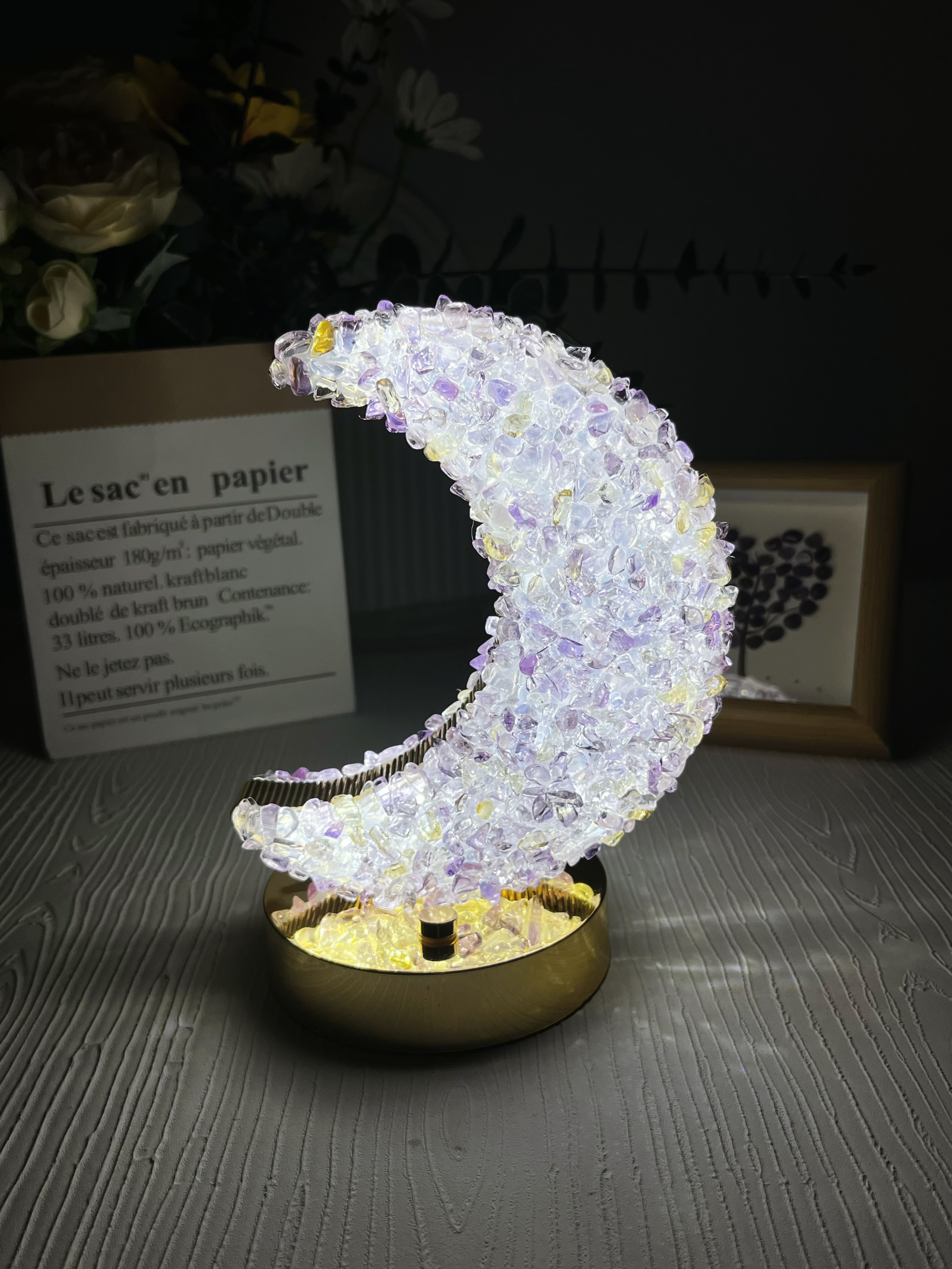 Natural Crystal Chips Night Light (3 Adjustable color modes )6'5 inches talll