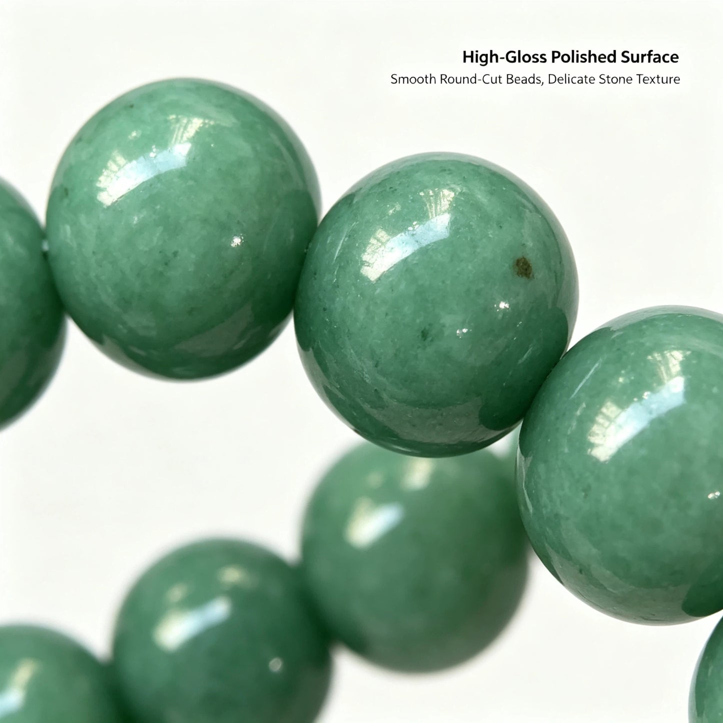 16mm Green Aventurine Round Beaded Bracelet, Polished Stone Bead Bracelet, Handmade Jewelry Gift for Men Women
