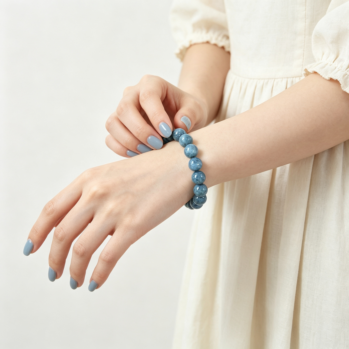 11-12mm Kyanite Natural Crystal Stretch Bracelet Unisex 2 Size Options