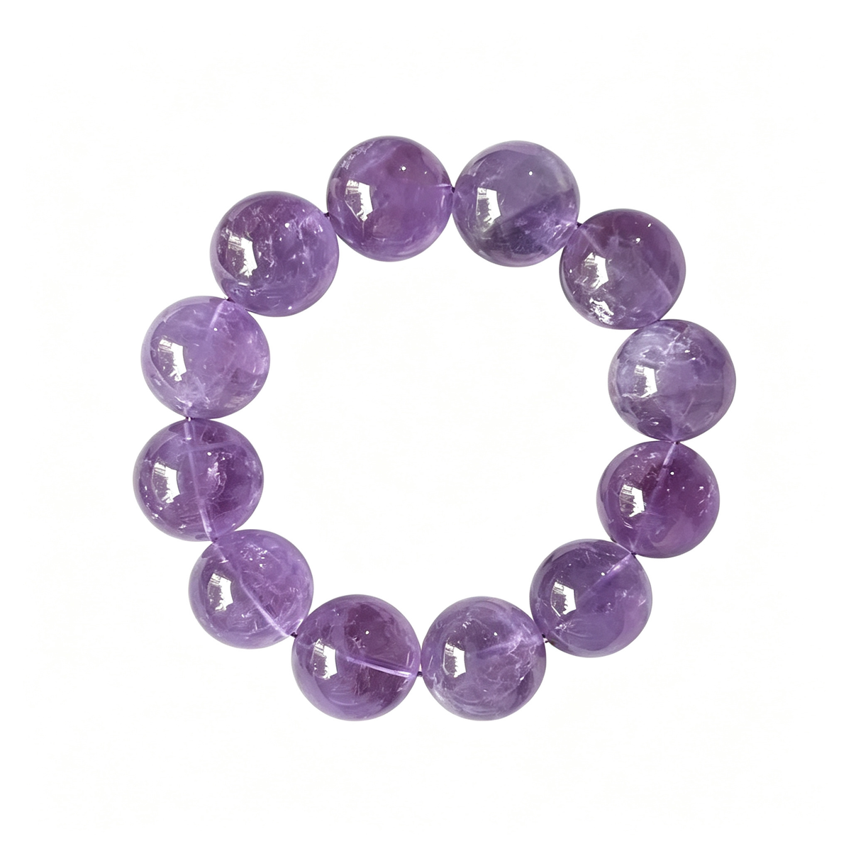 20mm Amethyst Natural Crystal Stretch Bracelet Unisex 2 Size Options
