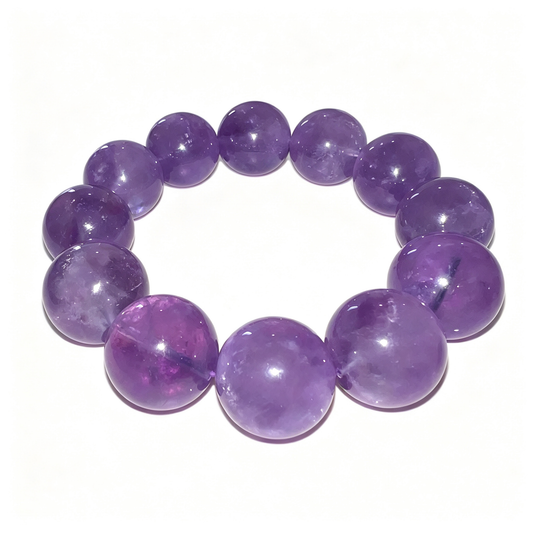 20mm Amethyst Natural Crystal Stretch Bracelet Unisex 2 Size Options