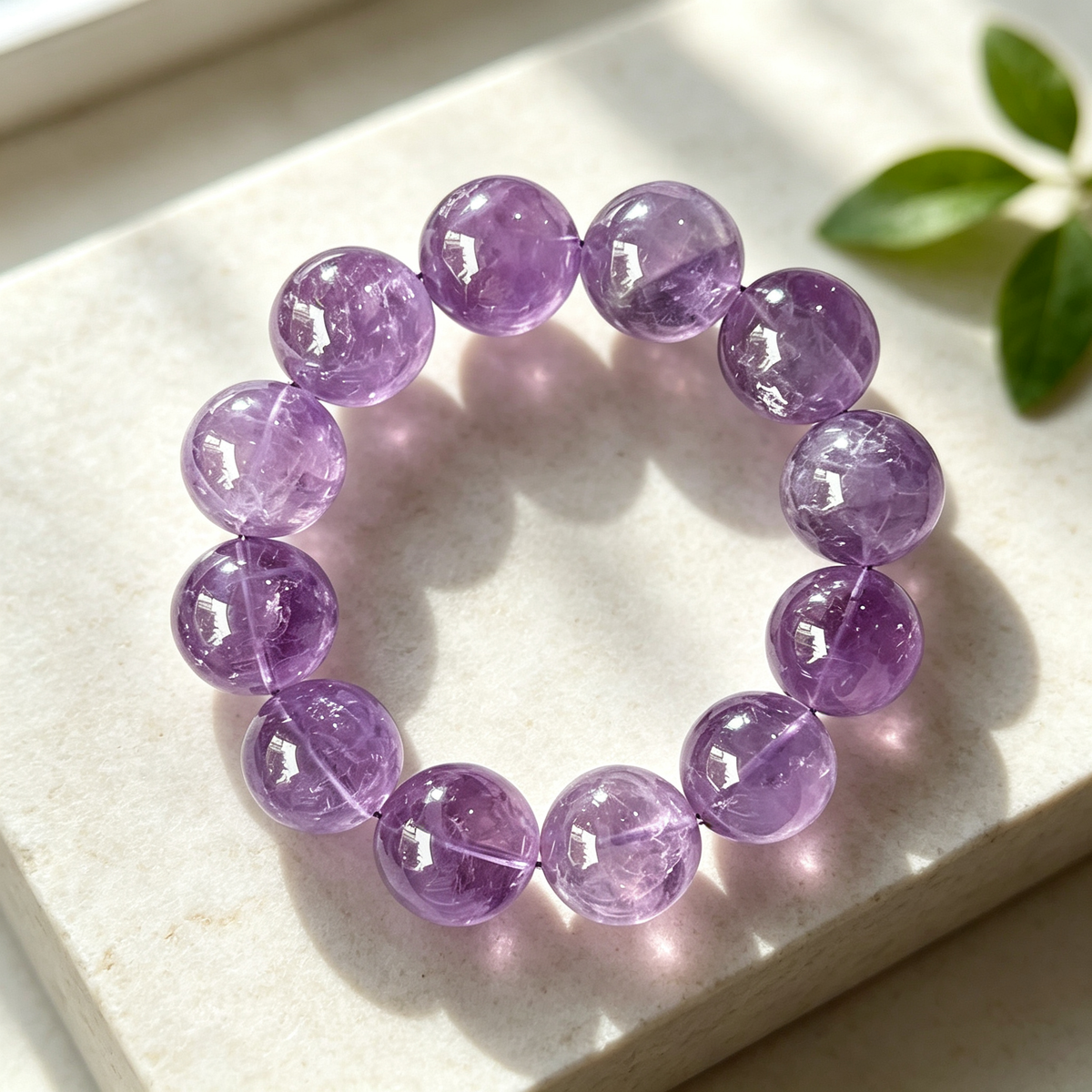 20mm Amethyst Natural Crystal Stretch Bracelet Unisex 2 Size Options