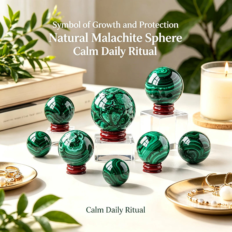 Natural malachite crystal ball