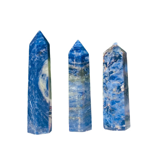 Natural blue stone crystal hexagonal prism