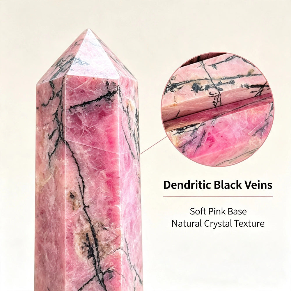 Natural rosopyroxene hexagonal crystal column