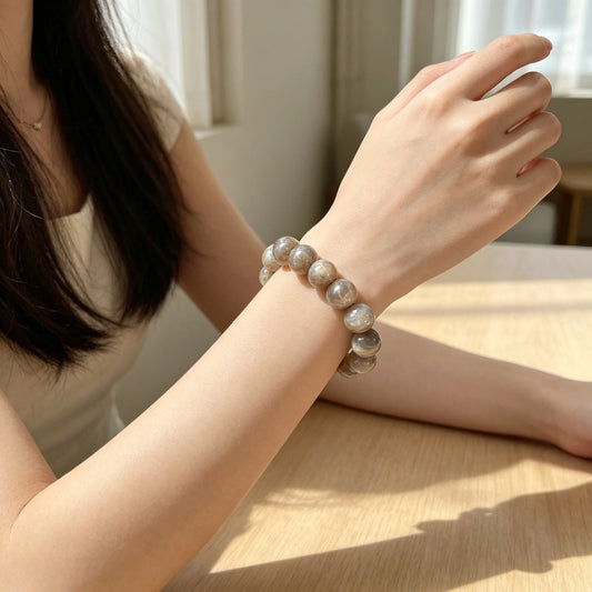 Grey Moonstone Natural Stone Bracelet for Men and Women