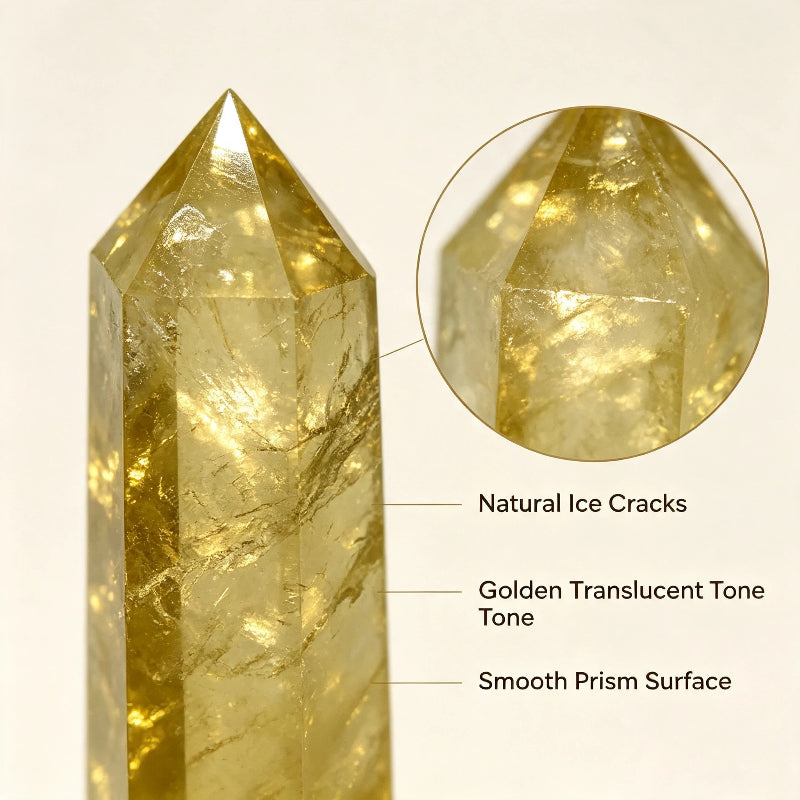 Citrine single-pointed hexagonal crystal column