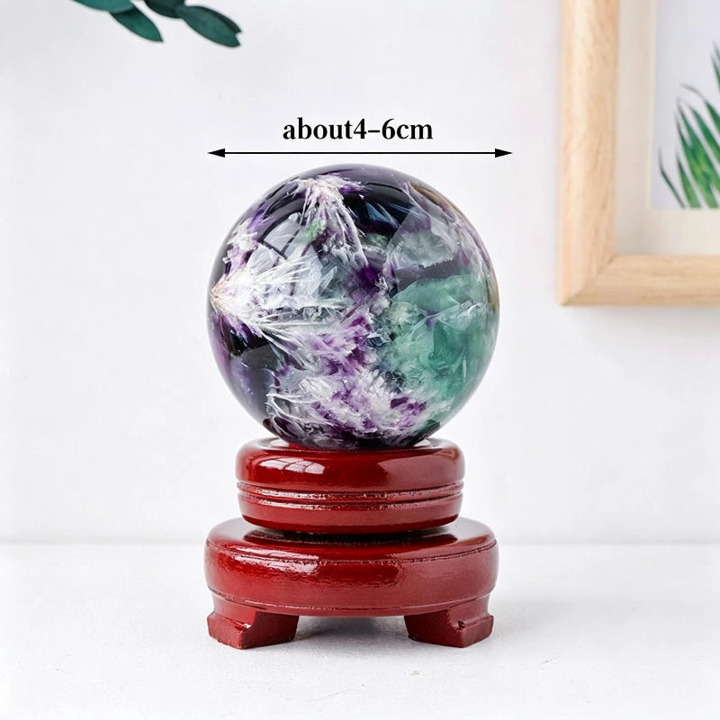 Natural feather fluorite crystal ball