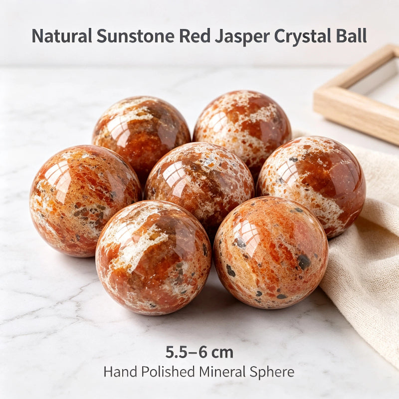 Natural sunstone red jasper common crystal ball