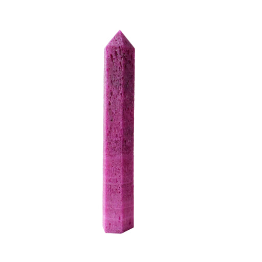 Natural red corundum hexagonal crystal column