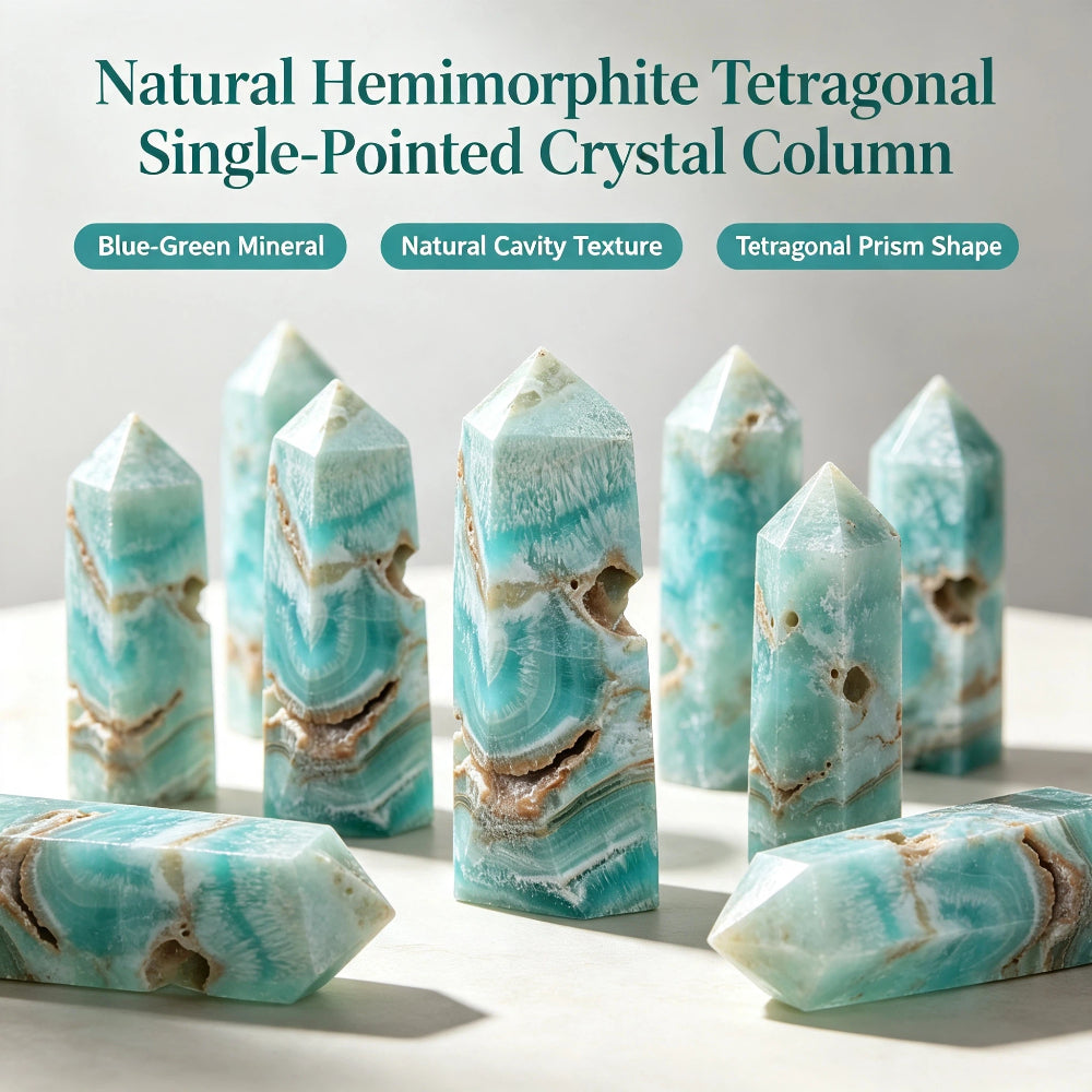 Natural heteropolite tetragonal single-pointed crystal column