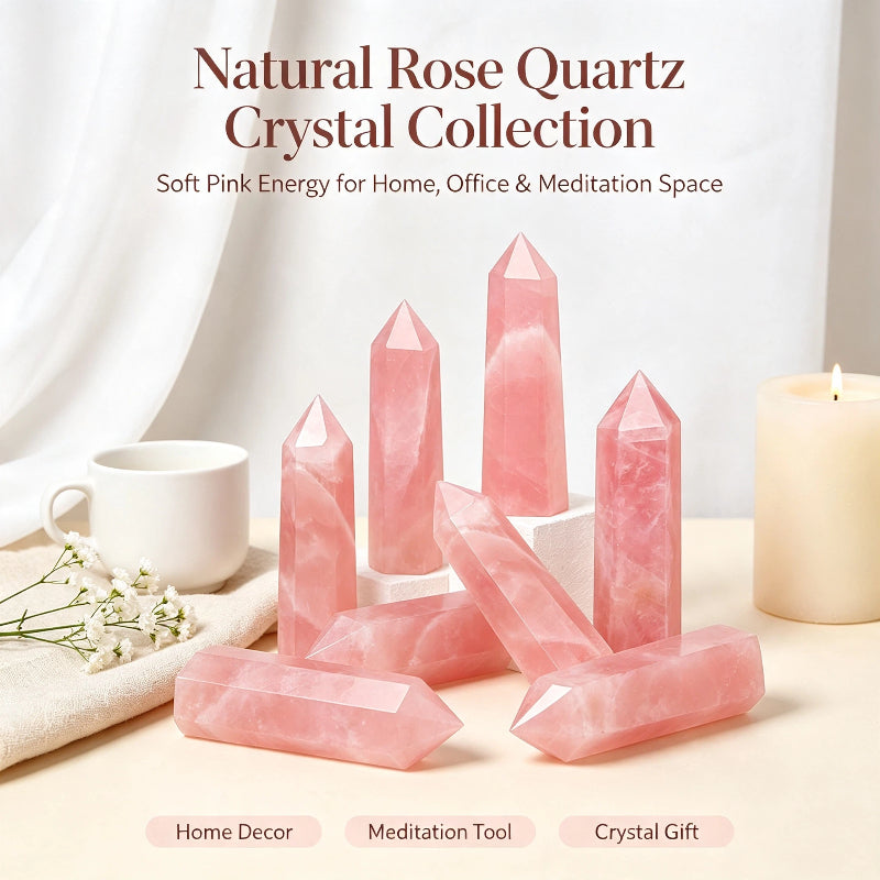 Natural powder crystal single pointed hexagonal prism