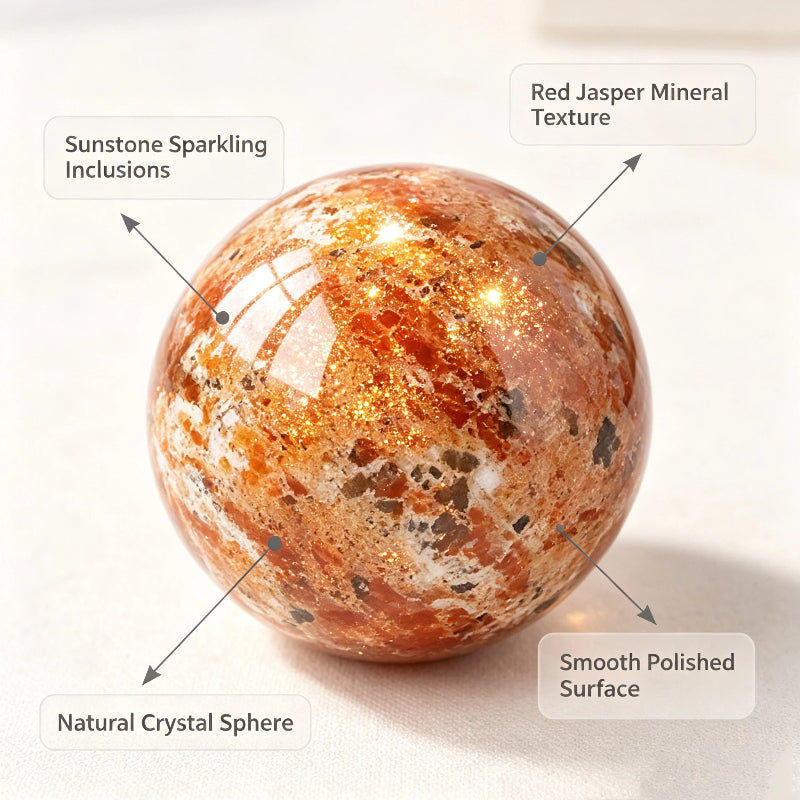 Natural sunstone red jasper common crystal ball