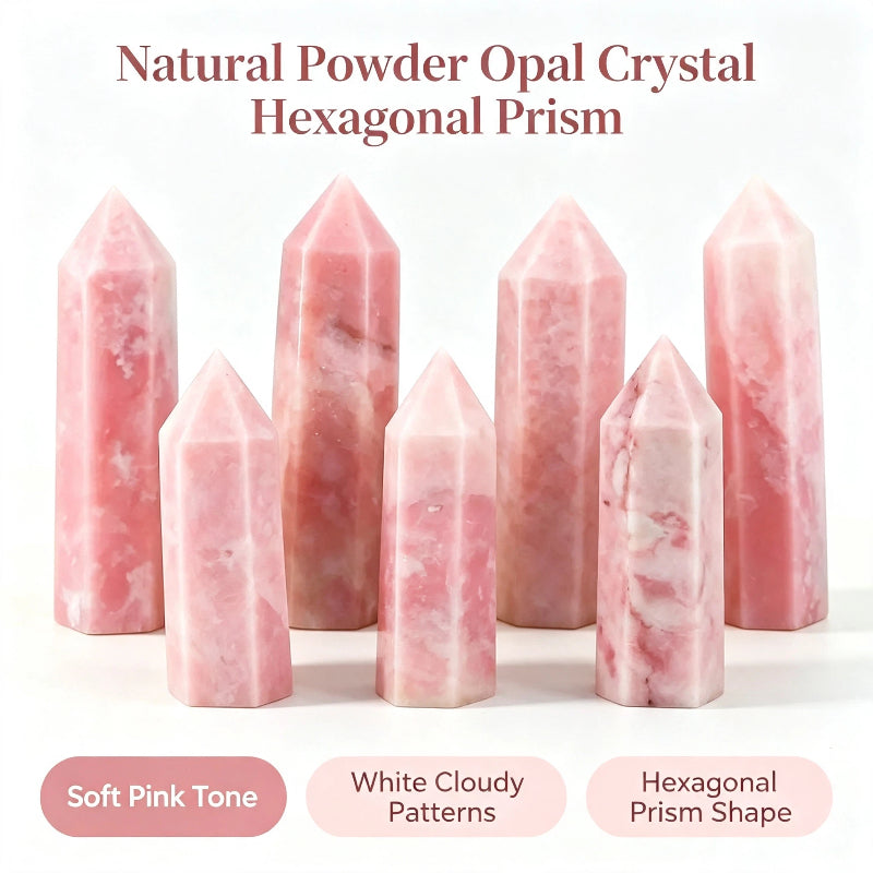 Natural powder Opal crystal hexagonal prism