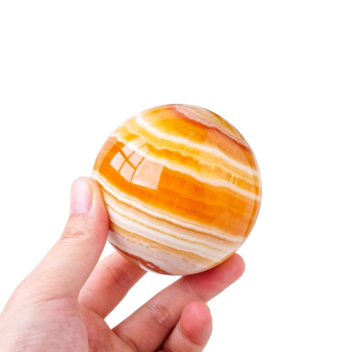 Natural yellow calcite crystal ball