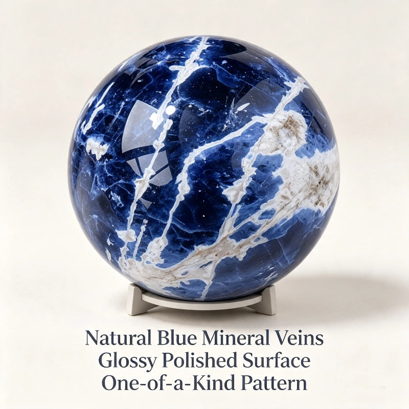 Natural blue stone crystal ball