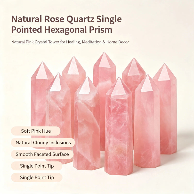 Natural powder crystal single pointed hexagonal prism