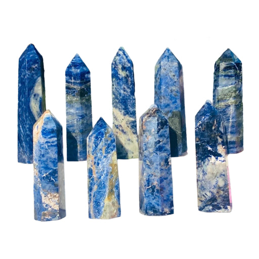 Natural blue stone crystal hexagonal prism