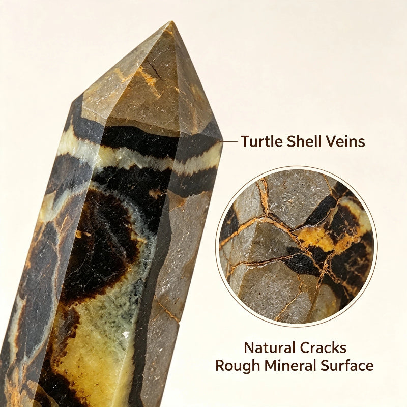 Natural turtle stone hexagonal crystal column