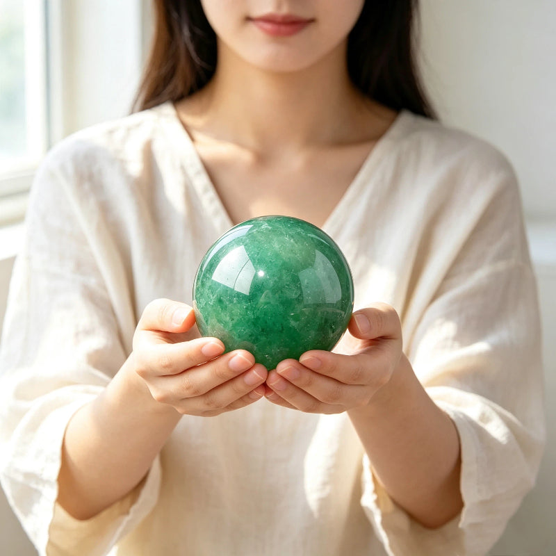 Natural green strawberry crystal ball