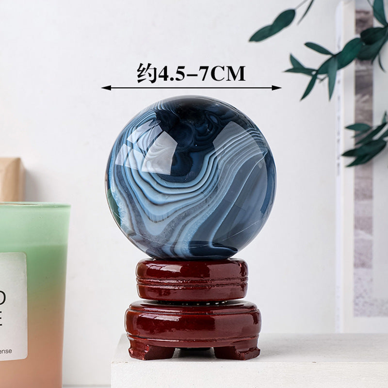 Natural black silk agate crystal ball