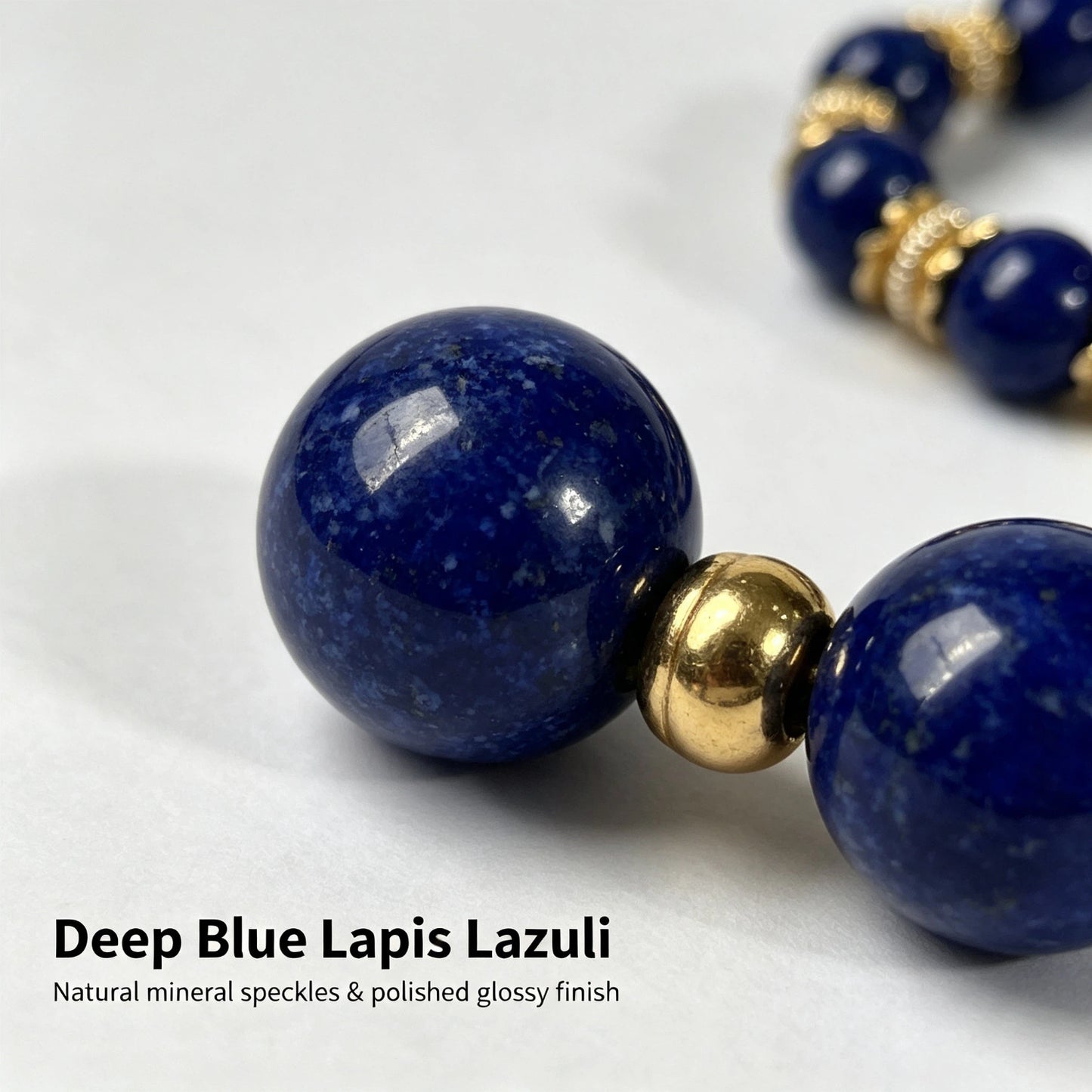 12mm Lapis Lazuli Bracelet with Rectangle Pendant, Handmade Natural Stone Beaded Jewelry for Men Women