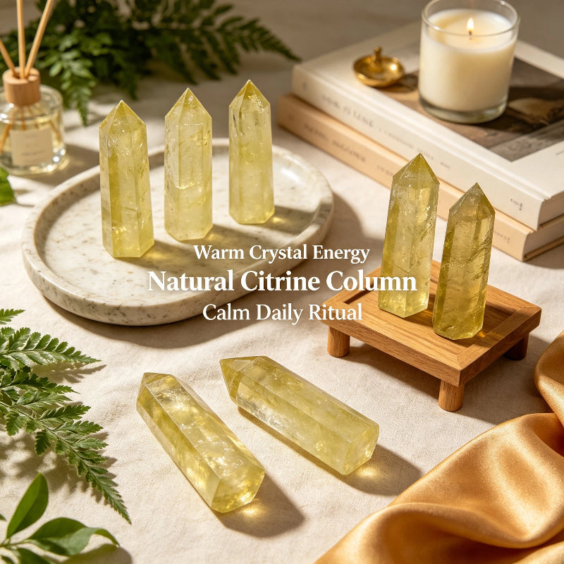 Citrine single-pointed hexagonal crystal column