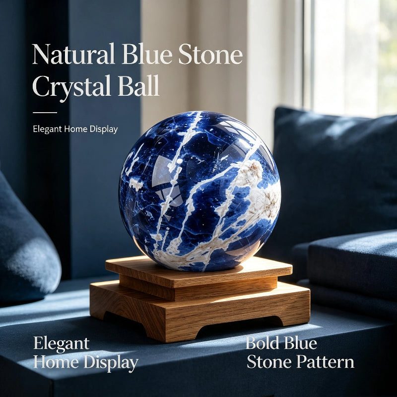Natural blue stone crystal ball