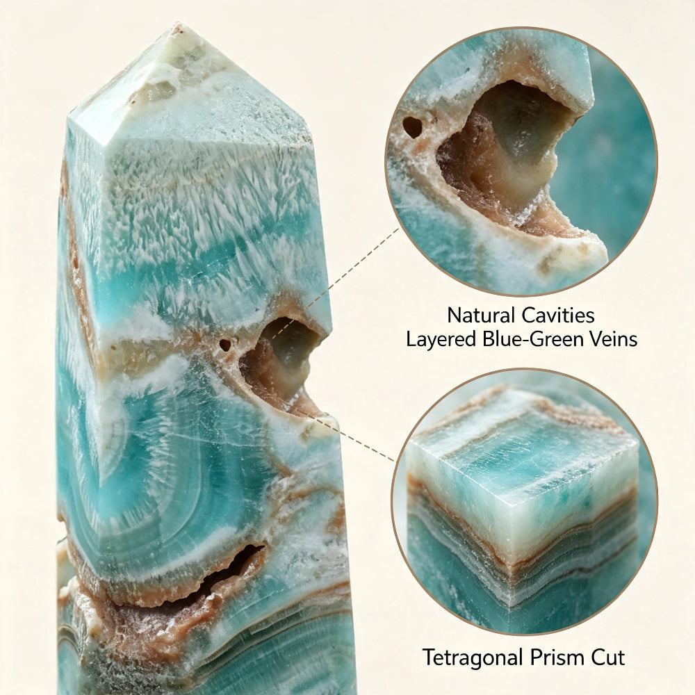 Natural heteropolite tetragonal single-pointed crystal column