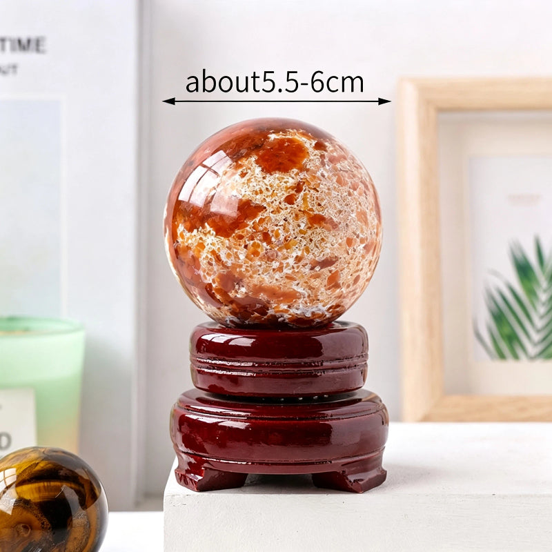 Natural sunstone red jasper common crystal ball