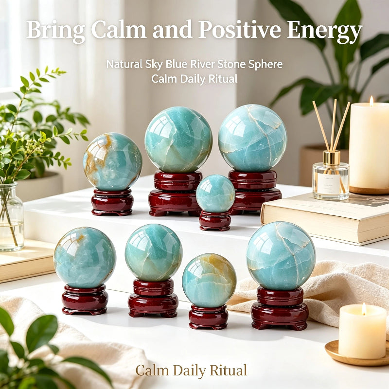 Natural sky, blue sky, river stone, crystal ball