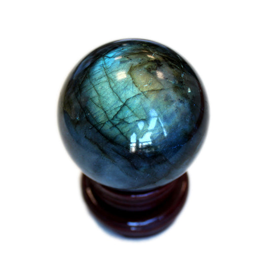Natural elongated stone crystal ball ornament moonstone
