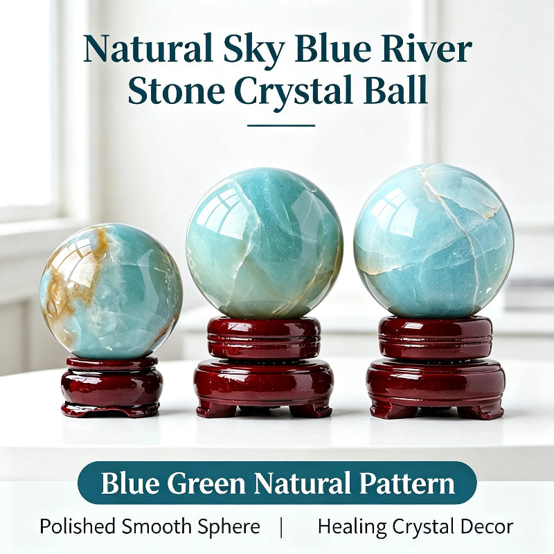 Natural sky, blue sky, river stone, crystal ball