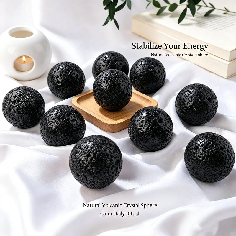 Natural volcanic stone ball