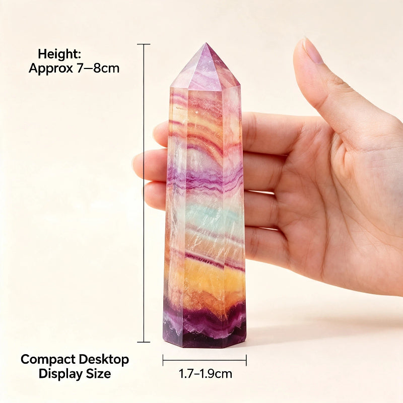 Natural crystal seven-color fluorite crystal pillars