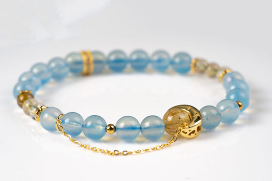 aquamarine &rutile Sterling silver bracelet