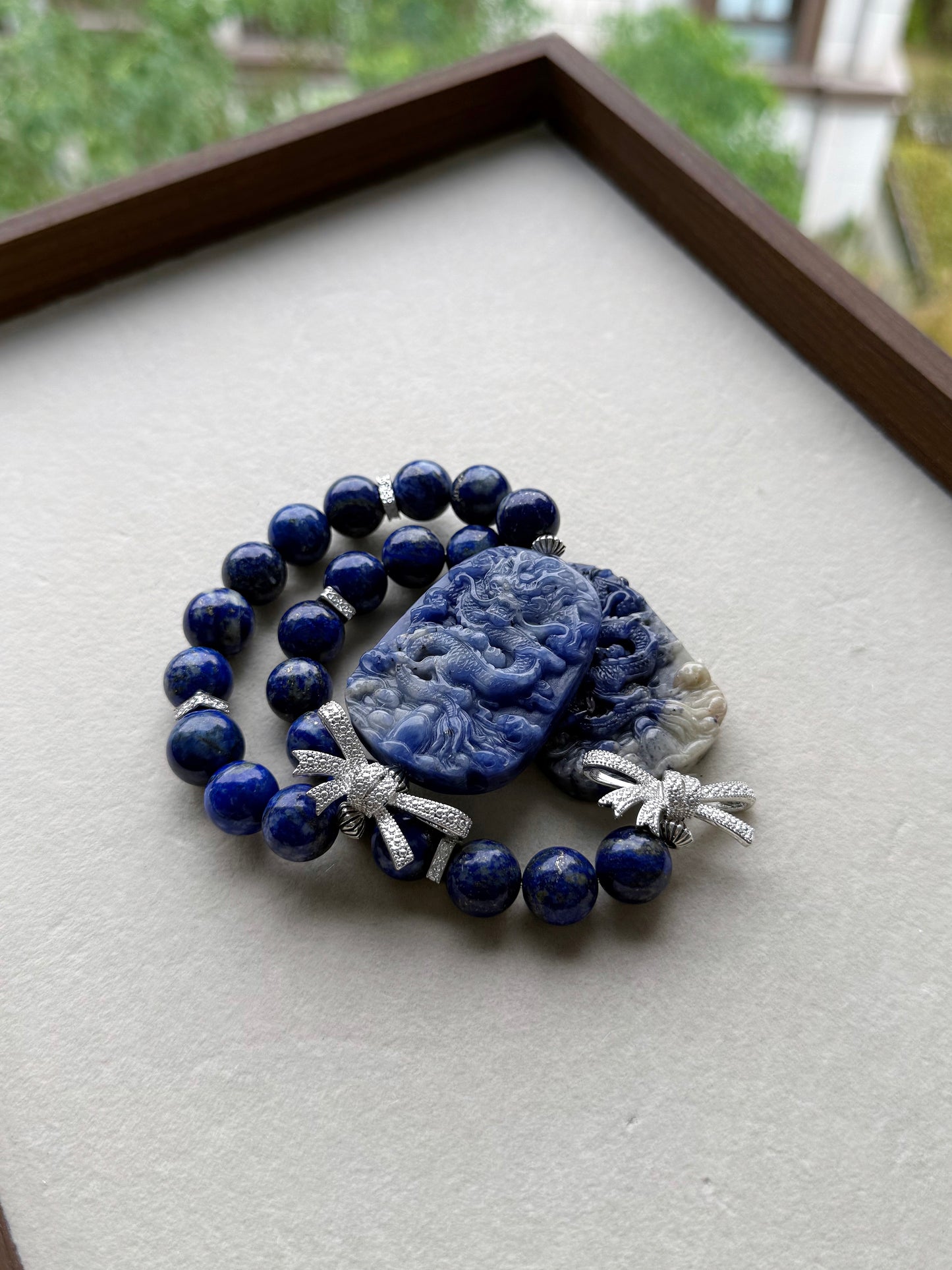 Lapis lazuli & sodalite dragon original design bracelet