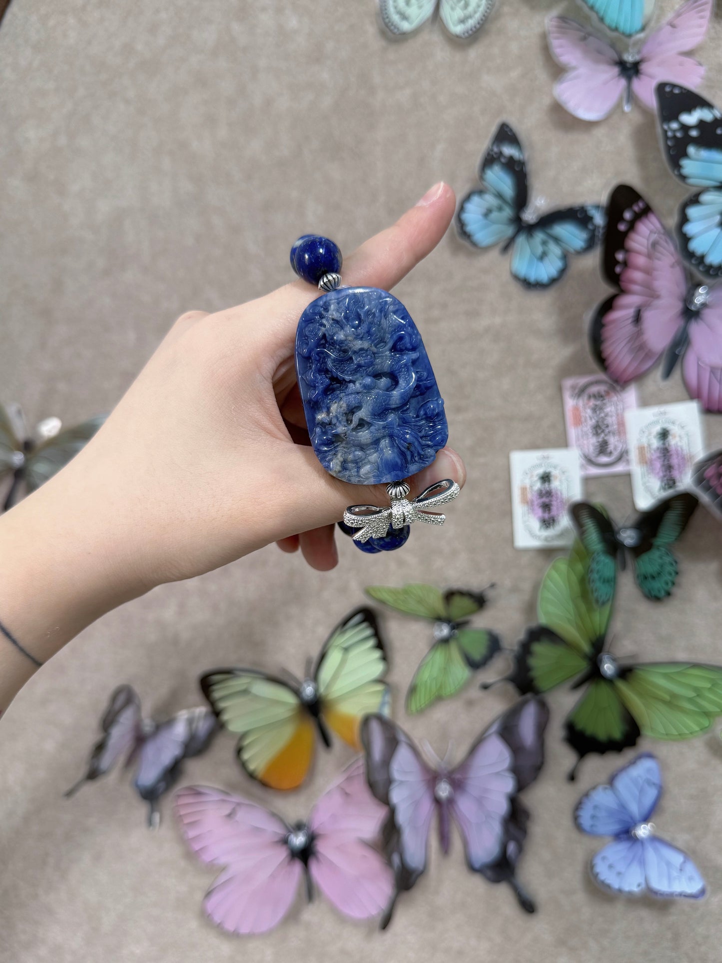 Lapis lazuli & sodalite dragon original design bracelet