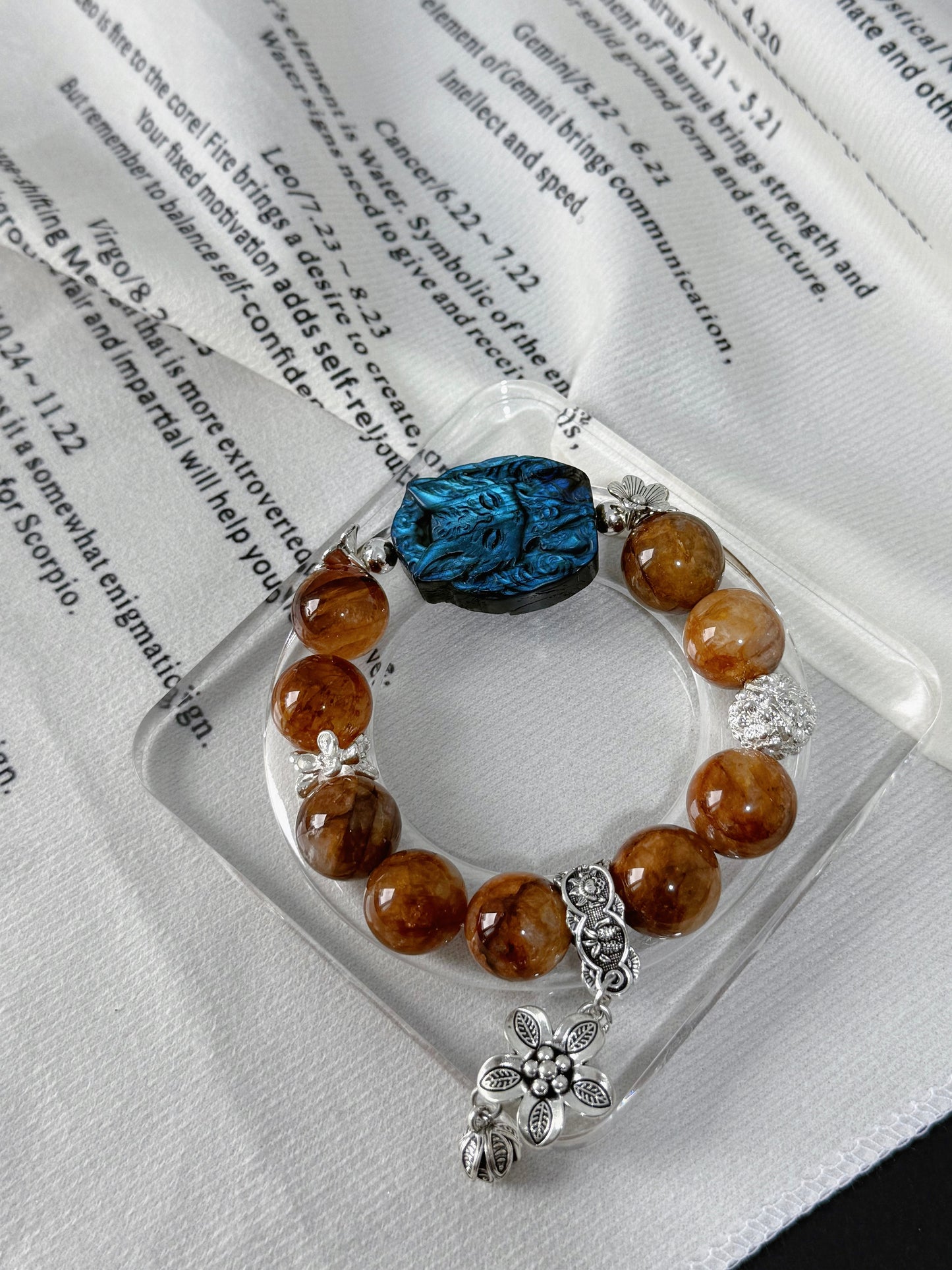 Golden healer & labradorite fox original design bracelet