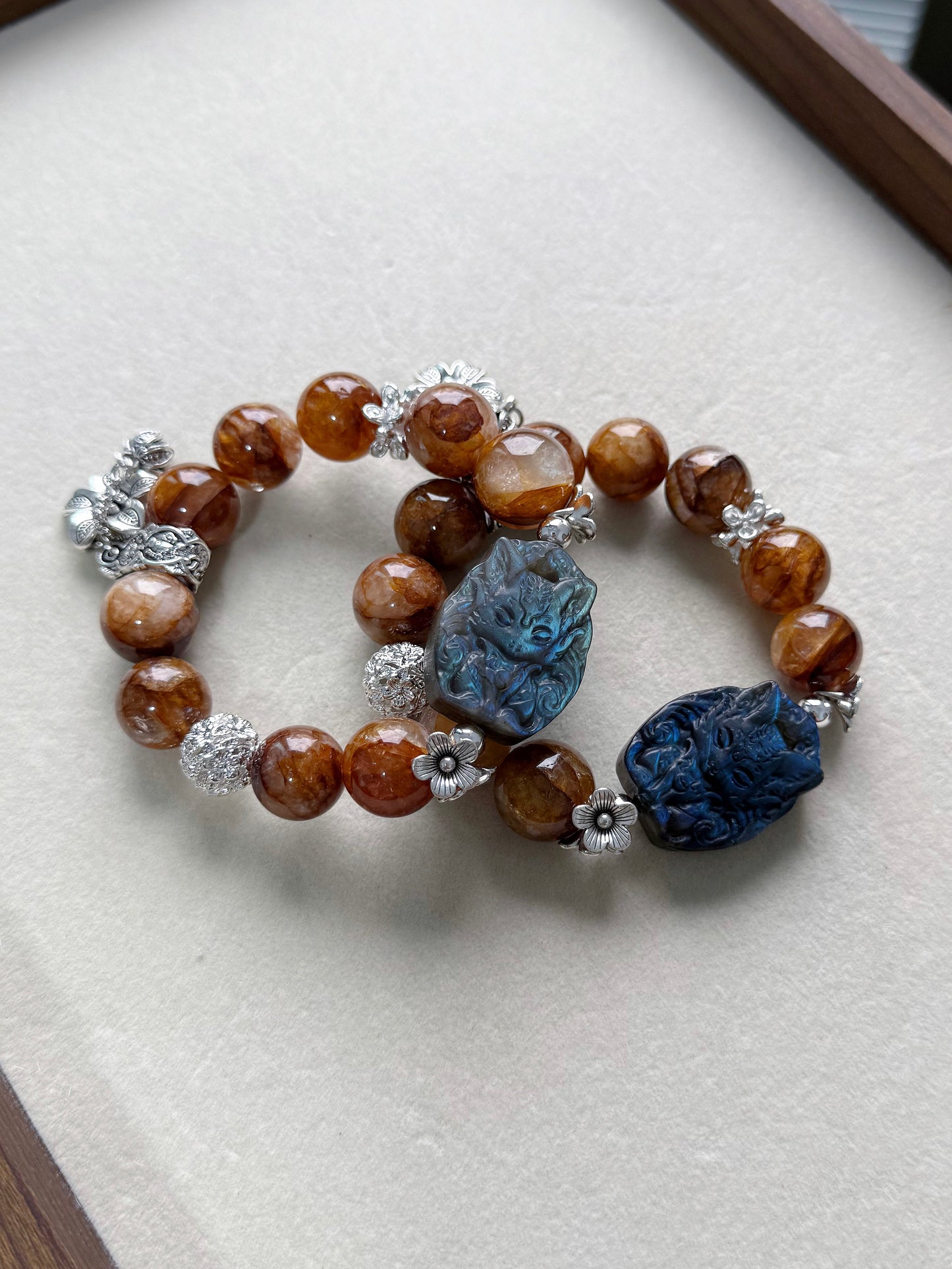Golden healer & labradorite fox original design bracelet