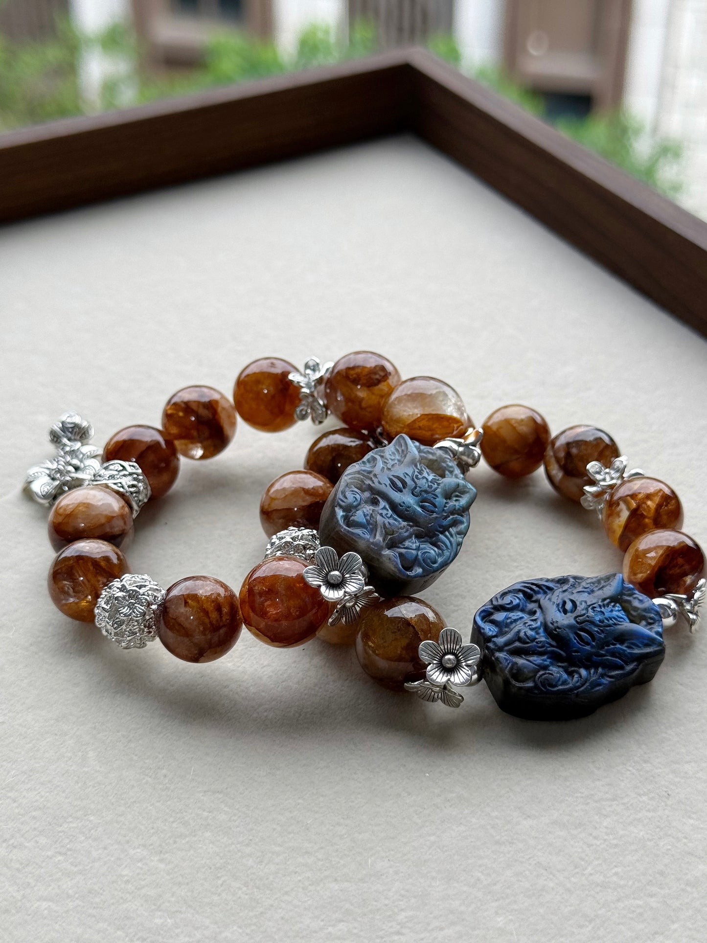 Golden healer & labradorite fox original design bracelet