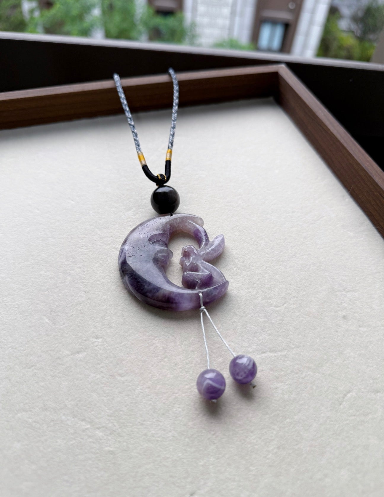 Dream amethyst moon fairy  necklace (adjustable size)