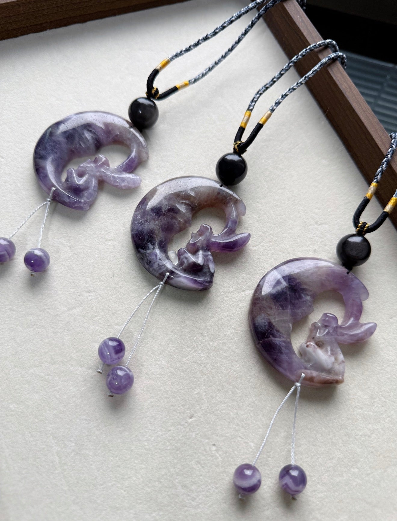 Dream amethyst moon fairy  necklace (adjustable size)