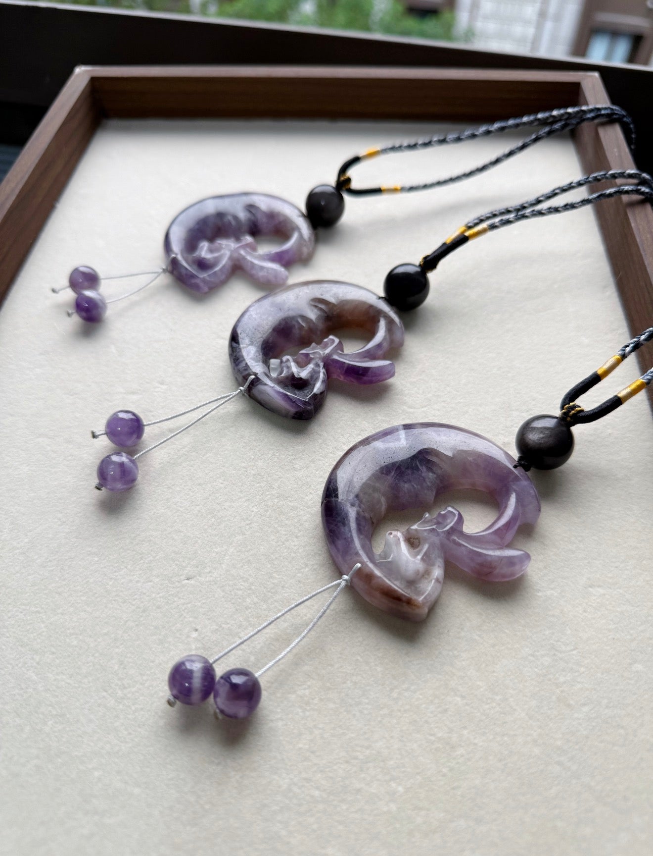 Dream amethyst moon fairy  necklace (adjustable size)