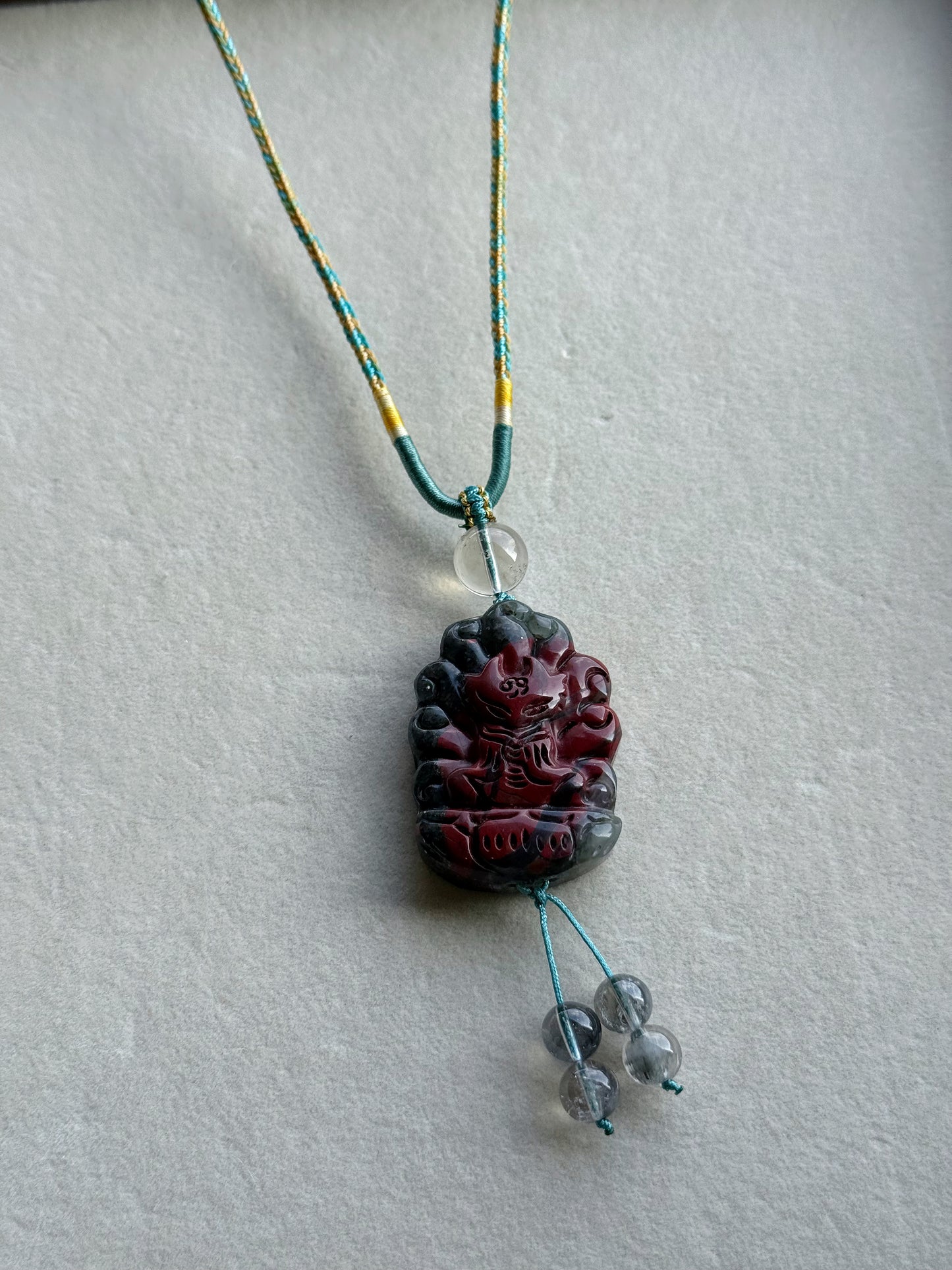 Bloodstone fox adjustable necklace