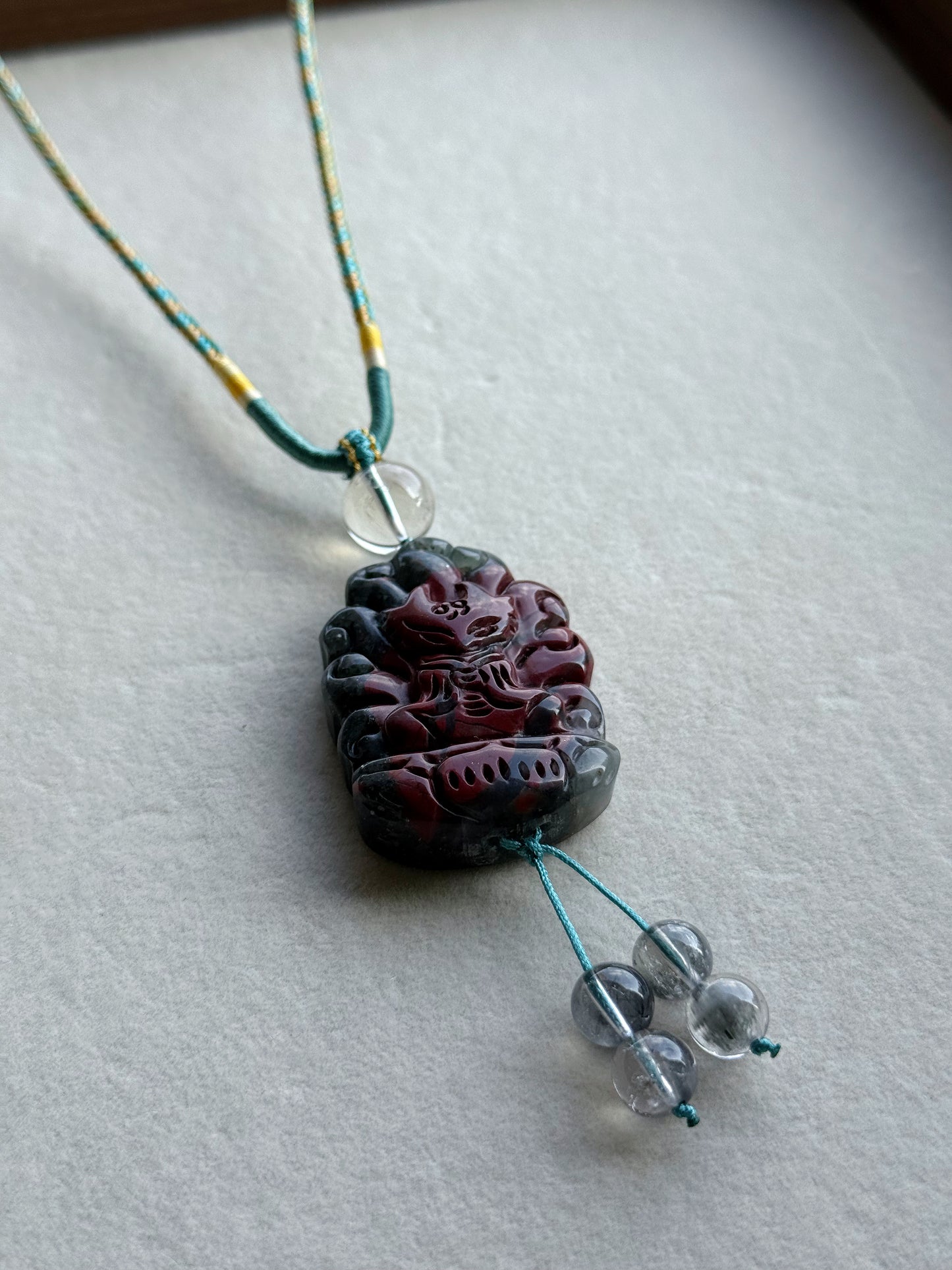 Bloodstone fox adjustable necklace