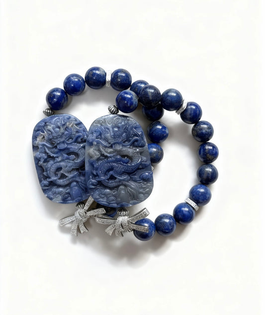 Lapis lazuli & sodalite dragon original design bracelet