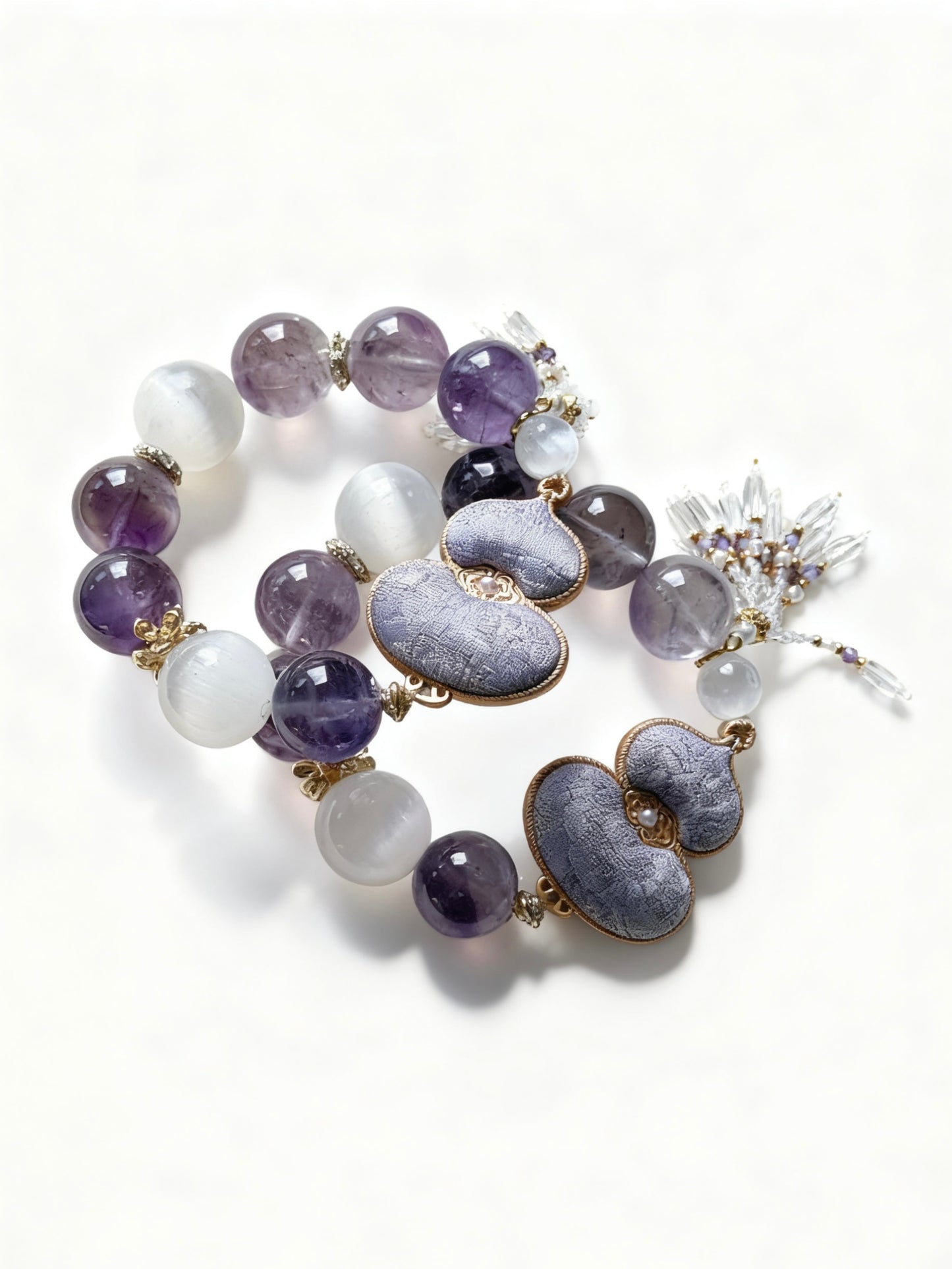 Amethyst & selenite & silk Hulu original design bracelet