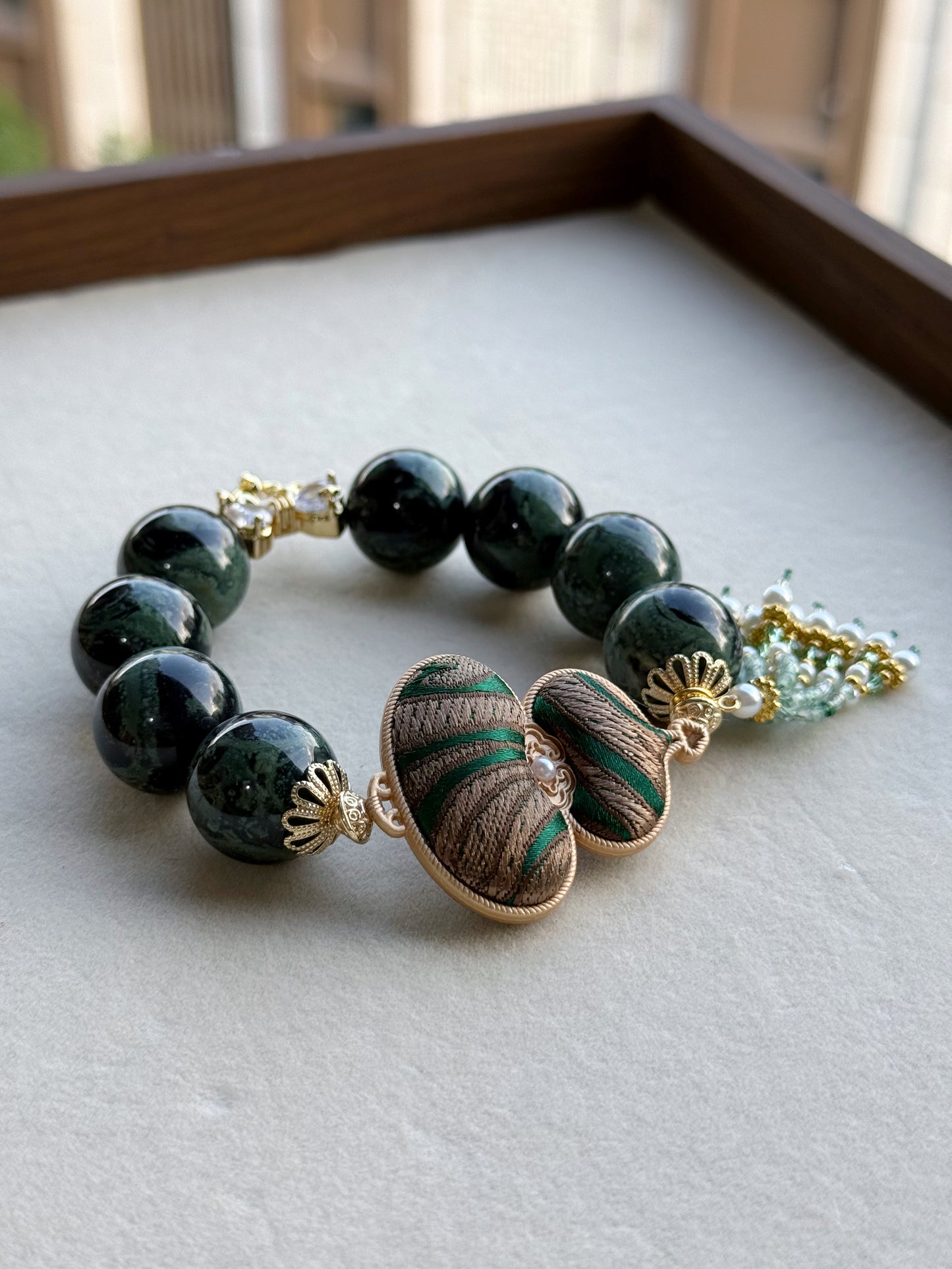 Kambaba jasper original design bracelet Chunky beads