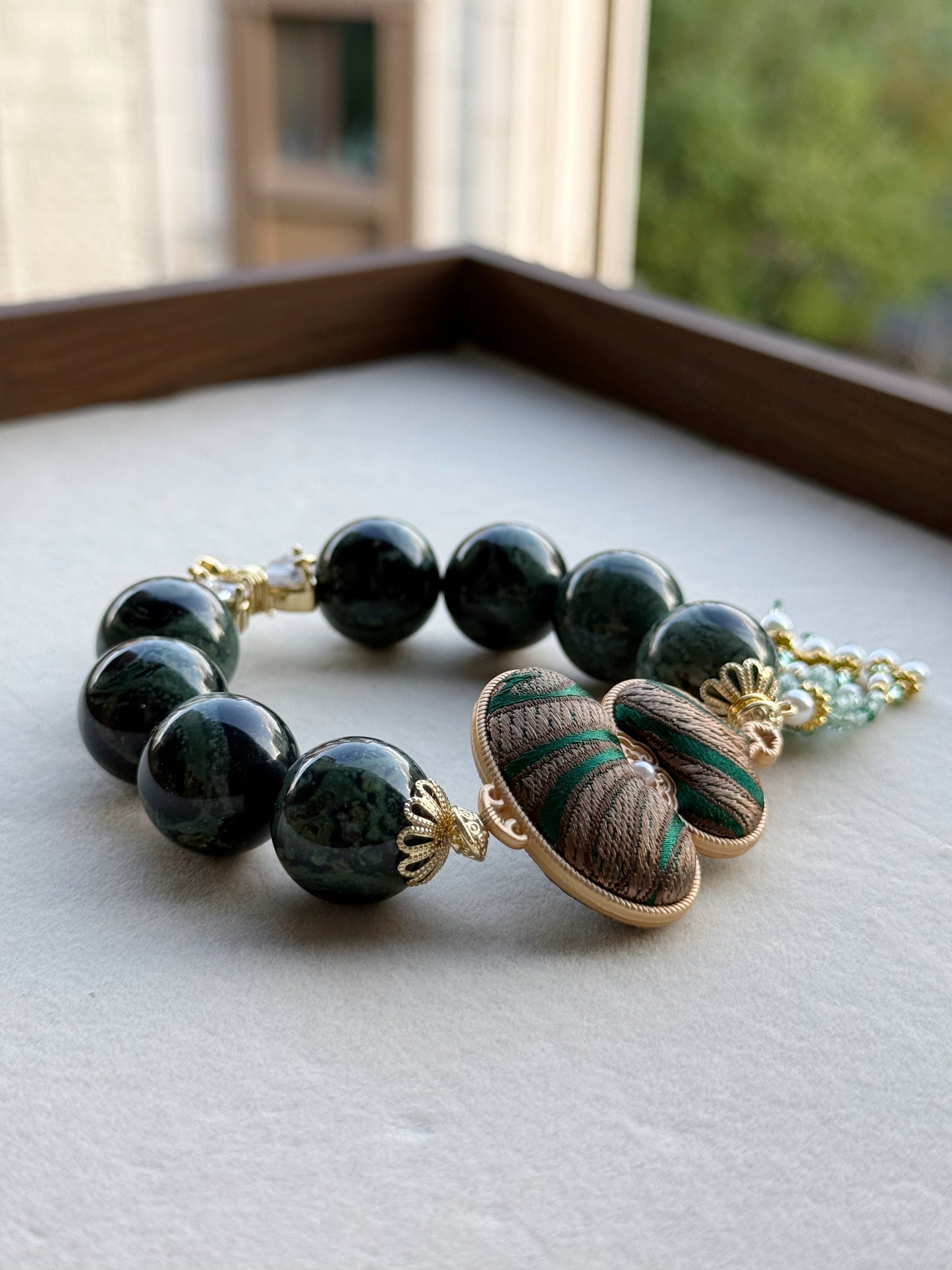 Kambaba jasper original design bracelet Chunky beads